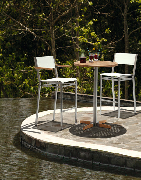 Equinox Circular Pedestal High Dining Table - Teak Top