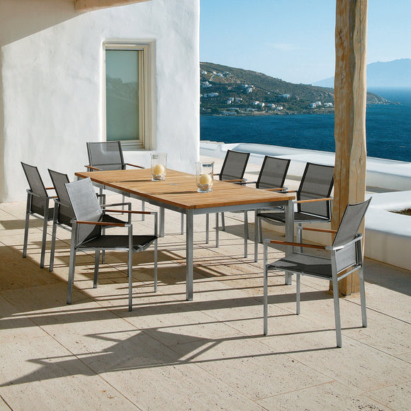 Equinox Extending Outdoor Dining Table - Teak Top