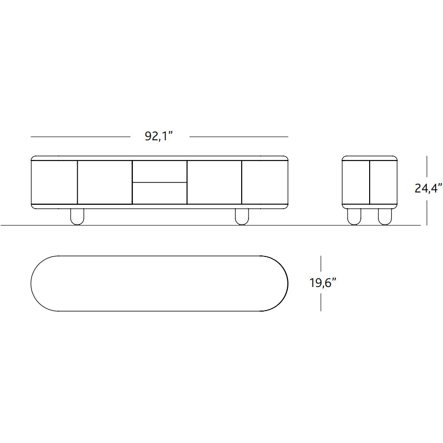 Explorer Low Media Cabinet - 4 Doors with 2 Drawers