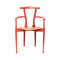 Gaulino Dining Armchair  option Lacquered Ash in Coral Red / Toasted Hide