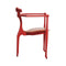 Gaulino Easy Lounge Armchair  option Lacquered Ash in Coral Red / Toasted Hide