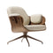 Low Lounger Swivel Armchair  option Pale Brown with Walnut / TI05 - Iris Beige