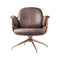 Low Lounger Swivel Armchair  option Pale Brown with Walnut / V19 - Vintage Leather Aged Dark Brown