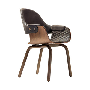 Showtime Nude Wood Chair with Stitching Leather Seat