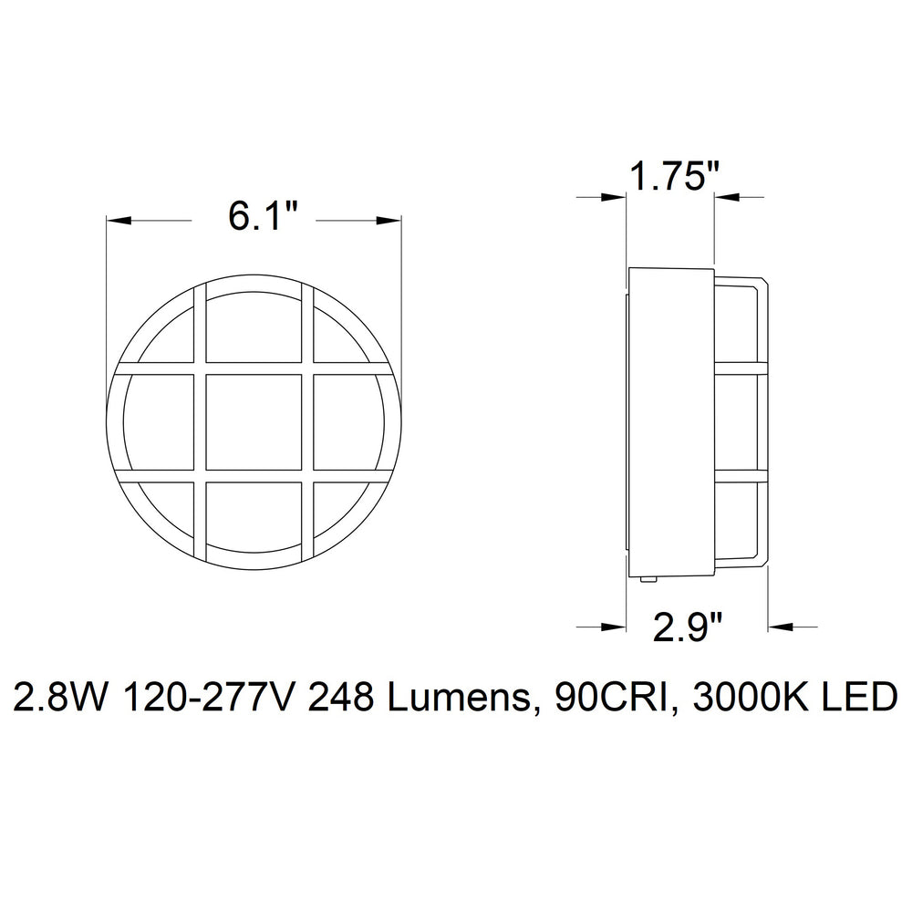 B33502/B33503 Impact Resistant Outdoor LED Wall/Ceiling Light
