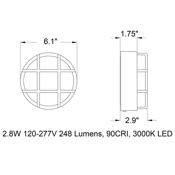B33502/B33503 Impact Resistant Outdoor LED Wall/Ceiling Light