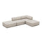 The Cube Low Mix Ottoman Sectional  option Cream Boucle