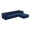 The Cube Three Seater Sofa with Ottoman  option Navy Blue Chenille