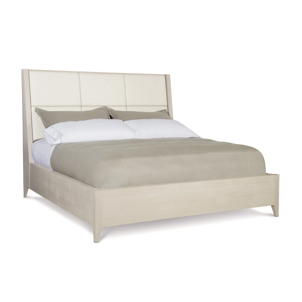 Axiom Upholstered Panel Bed with Wooden Footboard and Side Rails