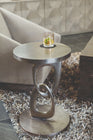 Linea Metal Round Chairside Table with Interlocking Shape