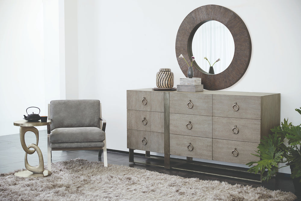 Linea Metal Round Chairside Table with Interlocking Shape
