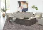 Linea Metal Round Chairside Table with Interlocking Shape