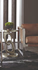 Linea Metal Round Chairside Table with Interlocking Shape