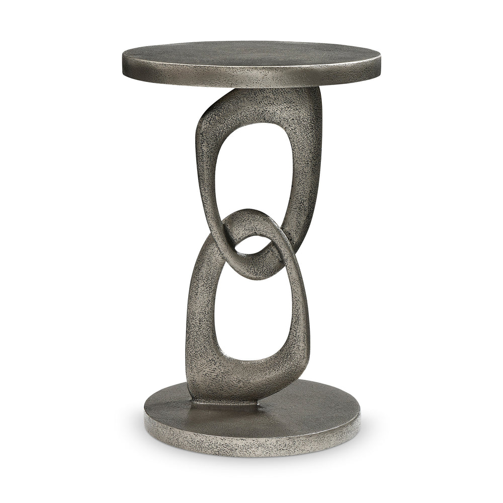 Linea Metal Round Chairside Table with Interlocking Shape