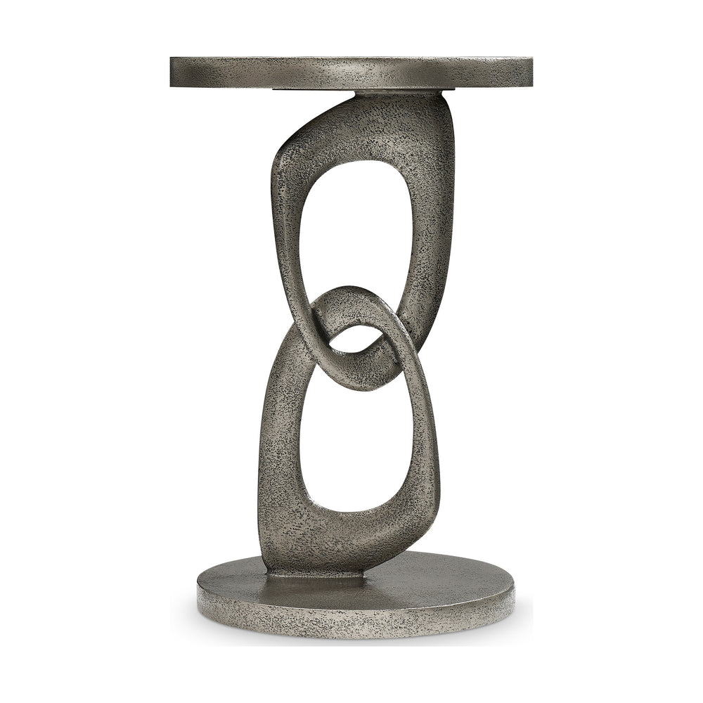 Linea Metal Round Chairside Table with Interlocking Shape