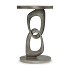 Linea Metal Round Chairside Table with Interlocking Shape