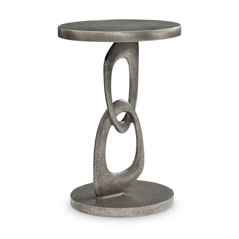 Linea Metal Round Chairside Table with Interlocking Shape