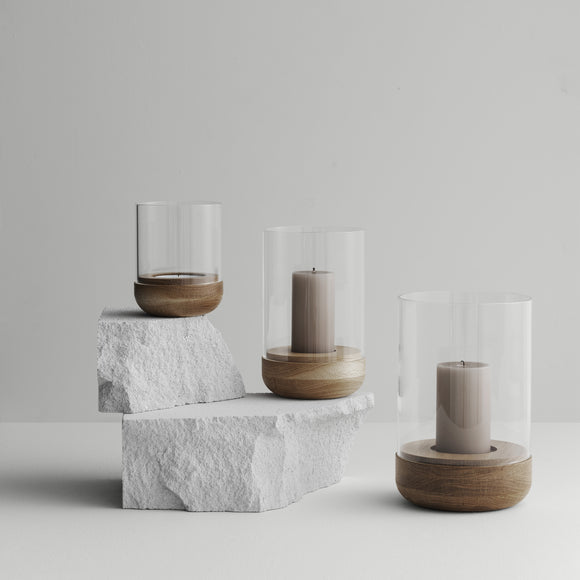 Lanto Hurricane Lamp With Wood Base