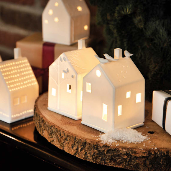 Rader Porcelain Village House Candle Holder Set