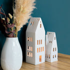 Rader Porcelain Village House Candle Holder Set