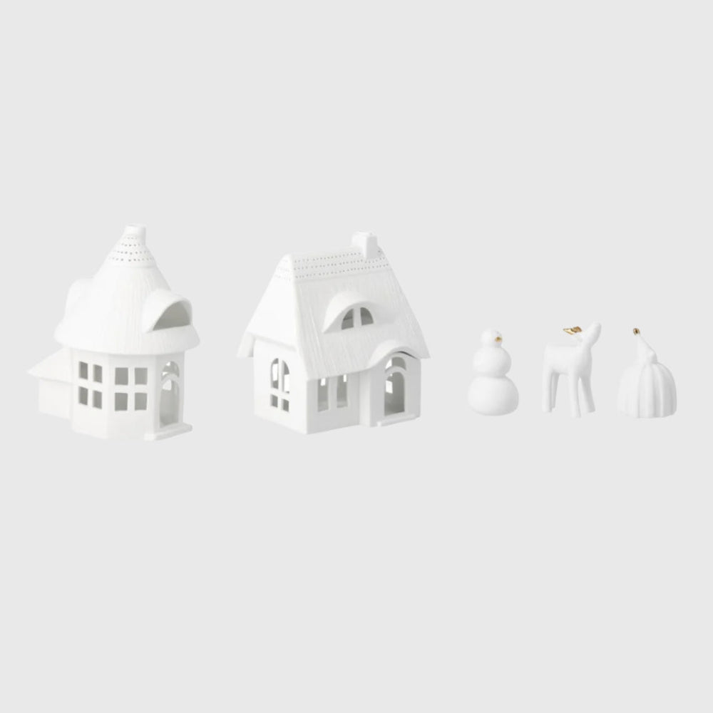 Thatched Roof Houses and Figurines Set
