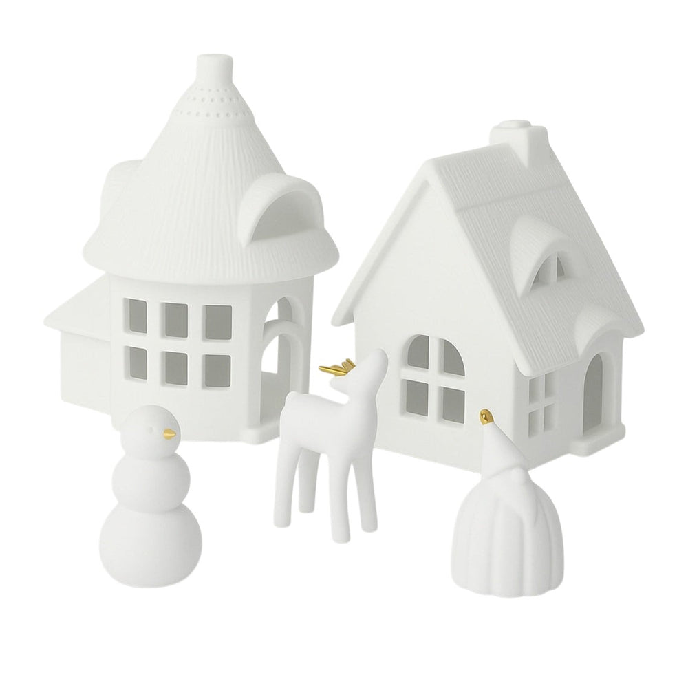 Thatched Roof Houses and Figurines Set