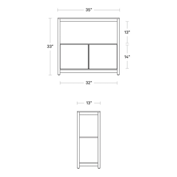 Open Plan Low Bookcase with Storage