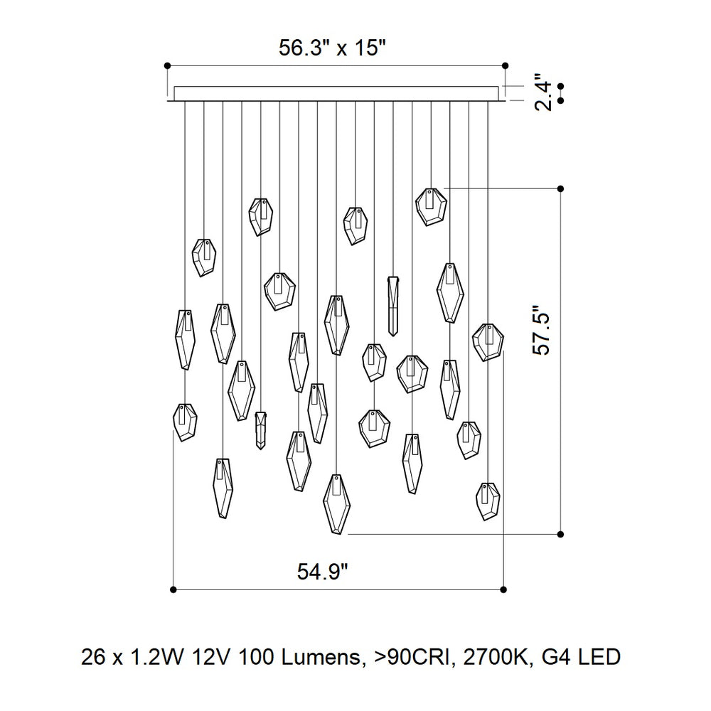 Fragments Rectangle LED Chandelier