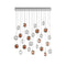 Lens Rectangle LED Chandelier  option Amber / Clear