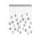 Lens Rectangle LED Chandelier  option Blue Grey / Clear