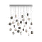 Lens Rectangle LED Chandelier  option White / Smoke