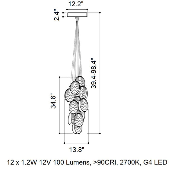 BOMMA Mussels Cluster LED Chandelier - 2Modern