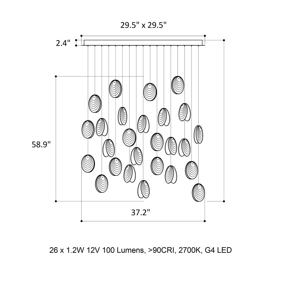 Mussels Rectangle LED Chandelier