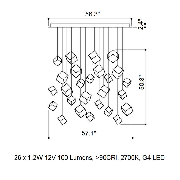 Pyrite Rectangle LED Chandelier