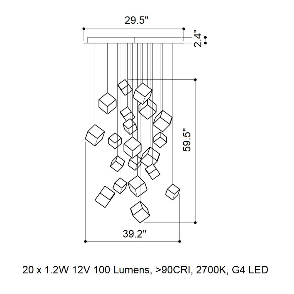 Pyrite Square LED Chandelier