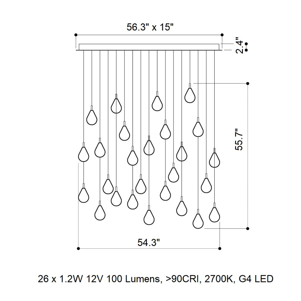 Soap Mini Rectangle LED Chandelier