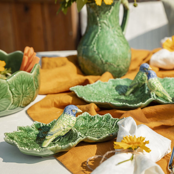 Cineraria Double Leaf Platter with Bird