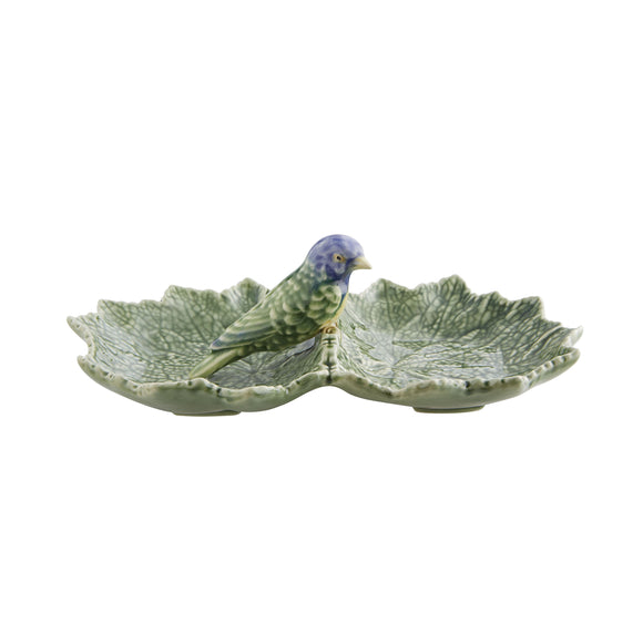 Cineraria Double Leaf Platter with Bird