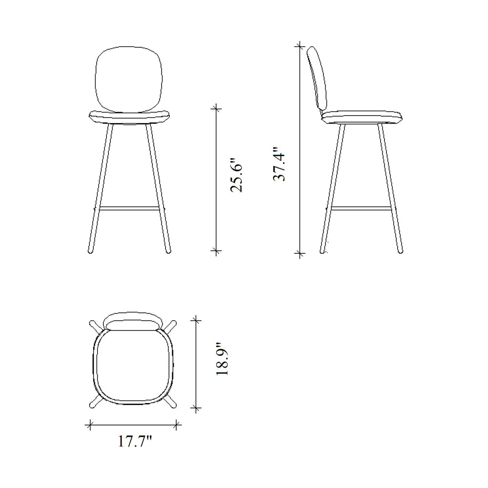 Pauline Comfort Bar Stool with Metal Leg
