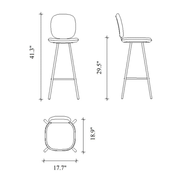 Pauline Comfort Bar Stool with Metal Leg