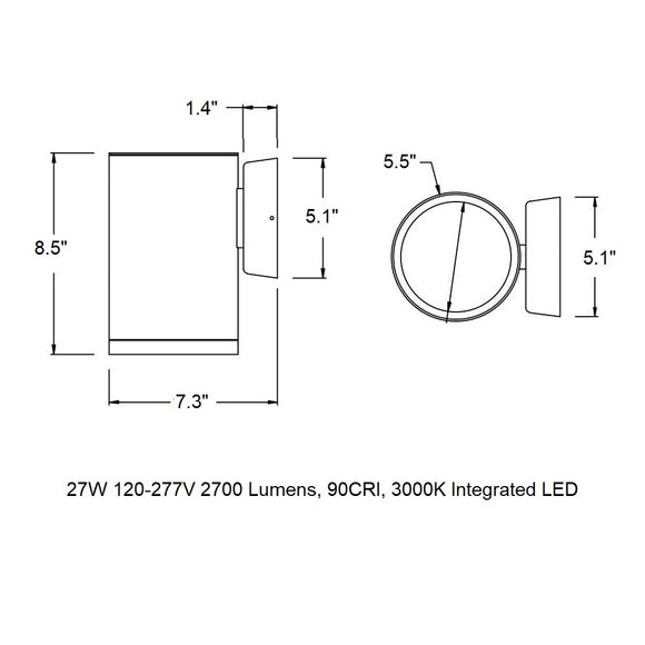 Outdoor Cylinder LED Wall Sconce