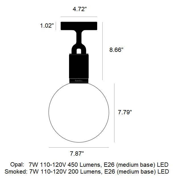 Forked Globe Semi Flush Mount