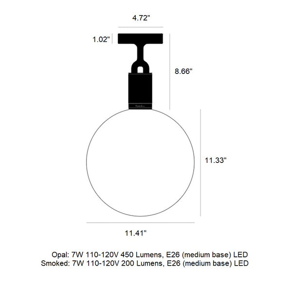 Forked Globe Semi Flush Mount