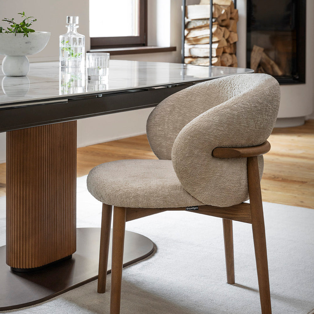 Oleandro Wooden Armchair with Upholstered Seat and Backrest