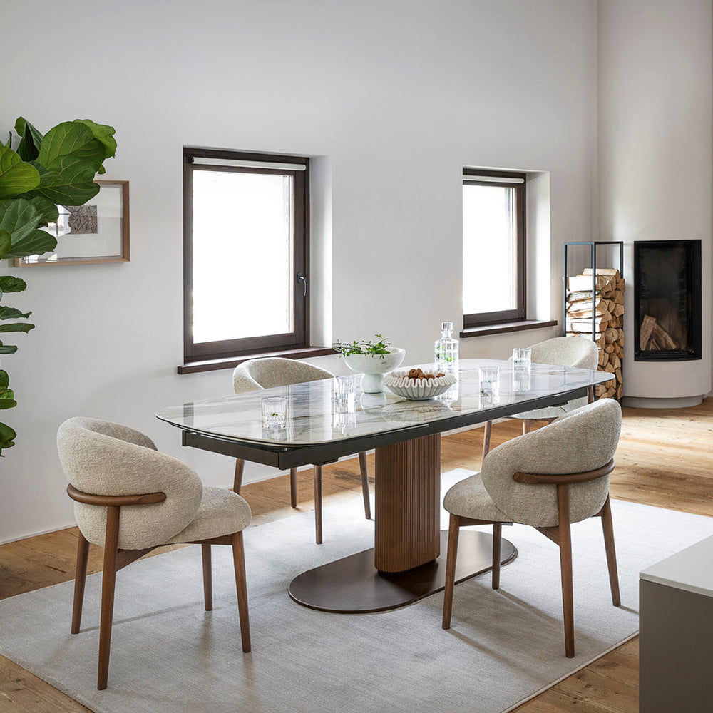 Oleandro Wooden Armchair with Upholstered Seat and Backrest