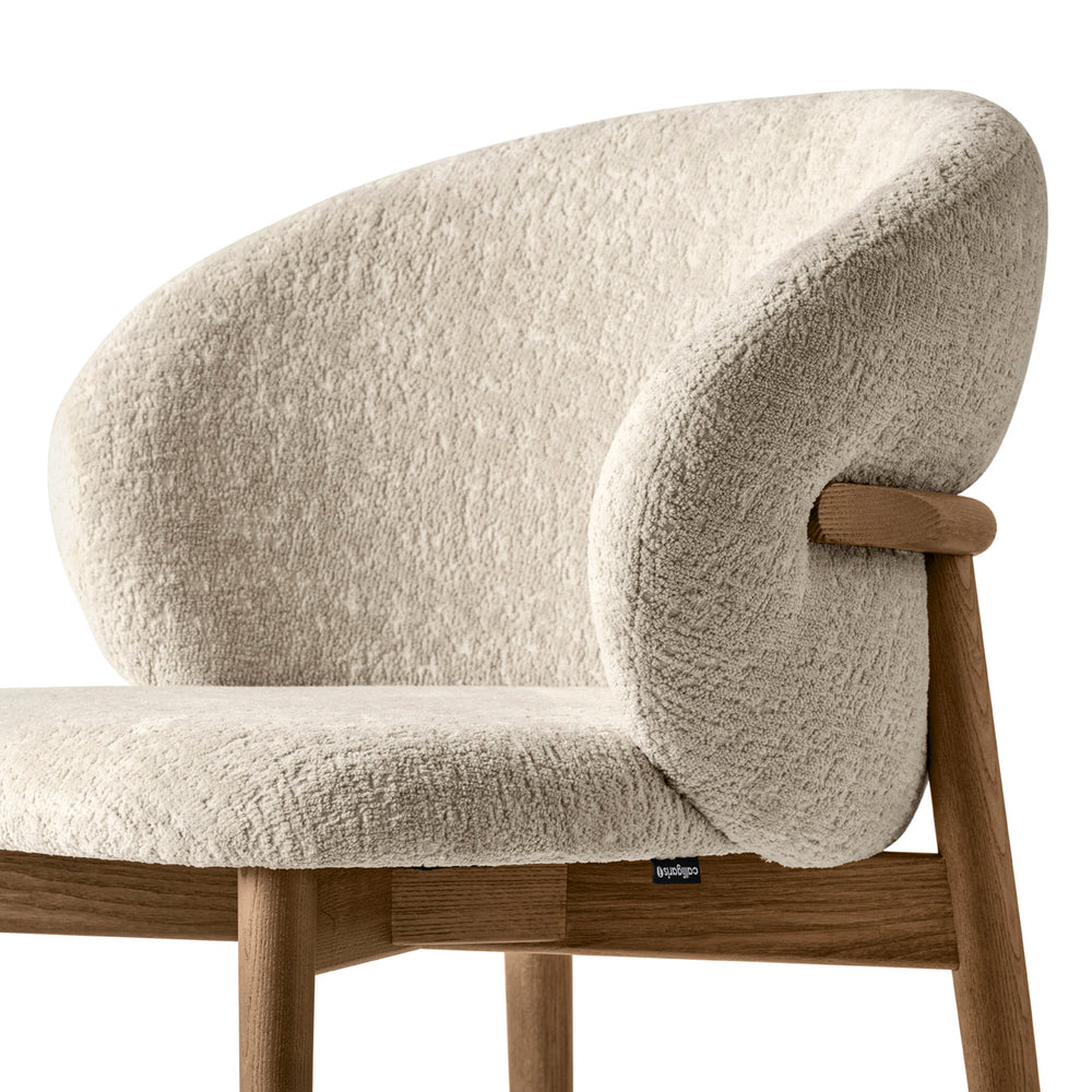 Oleandro Wooden Armchair with Upholstered Seat and Backrest