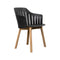 Choice Outdoor Dining Armchair with Wood Legs  option Black