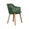 Choice Outdoor Dining Armchair with Wood Legs  option Dark Green