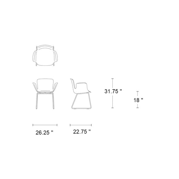 Juli Plastic Armchair with Sled Base