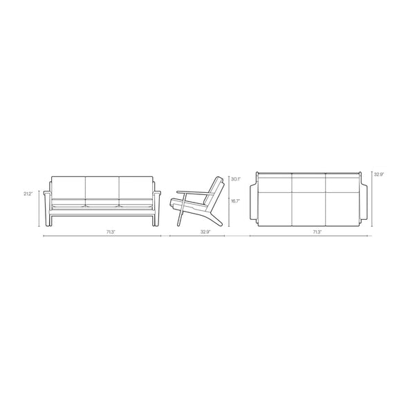 CH293 3-Seater Sofa